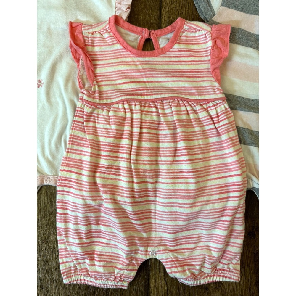Burt's Burts Bees Organic Cotton Baby Girl 0/3 Months Clothes Lot Rompers Outfit - Picture 2 of 9